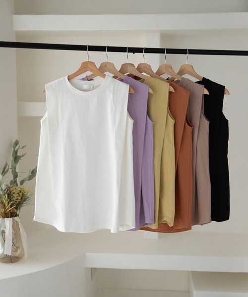 rectangle（レクタングル）の「OE天竺タックスリーブトップス（Tシャツ/カットソー・レディース・オフホワイト/ブラック/ブラウン/パープル/ベージュ/イエロー・FREE）」の8枚目の写真