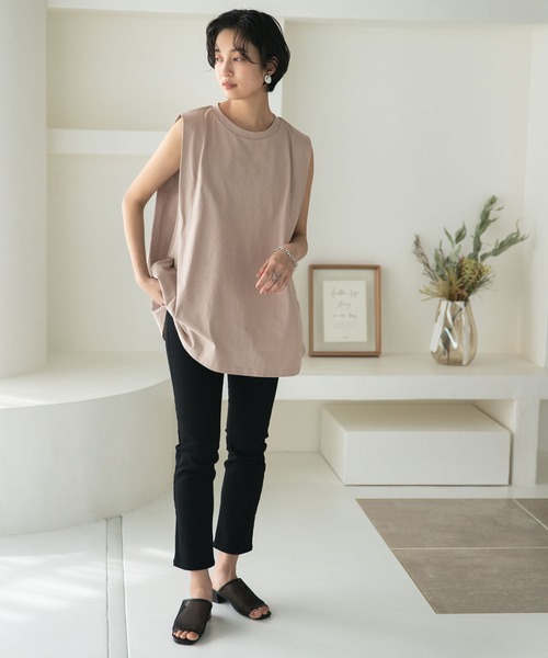 rectangle（レクタングル）の「OE天竺タックスリーブトップス（Tシャツ/カットソー・レディース・オフホワイト/ブラック/ブラウン/パープル/ベージュ/イエロー・FREE）」の13枚目の写真