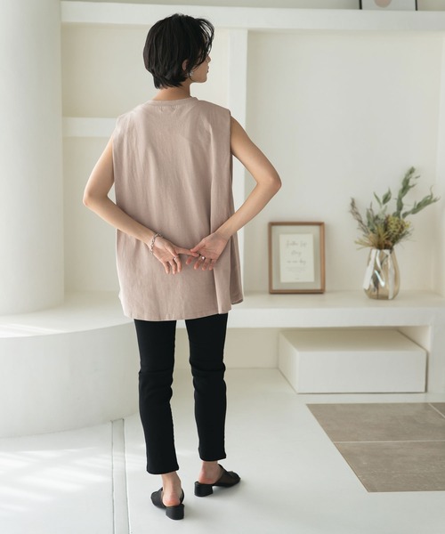 rectangle（レクタングル）の「OE天竺タックスリーブトップス（Tシャツ/カットソー・レディース・オフホワイト/ブラック/ブラウン/パープル/ベージュ/イエロー・FREE）」の9枚目の写真