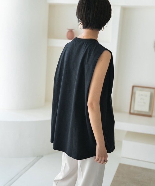 rectangle（レクタングル）の「OE天竺タックスリーブトップス（Tシャツ/カットソー・レディース・オフホワイト/ブラック/ブラウン/パープル/ベージュ/イエロー・FREE）」の11枚目の写真