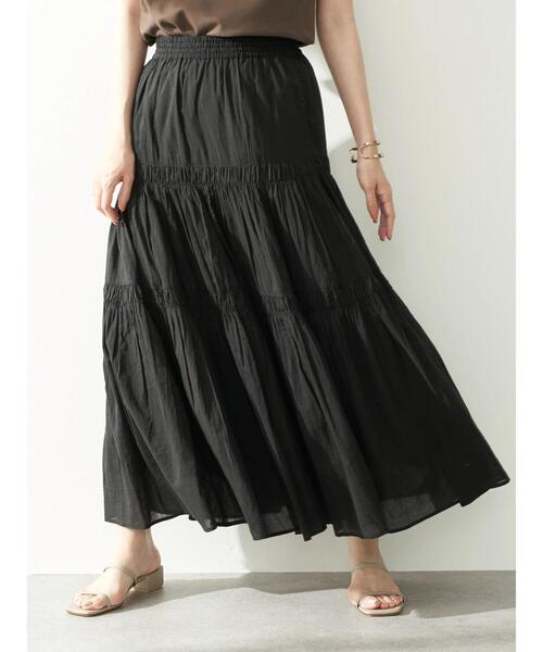 earth music&ecology（アースミュージックアンドエコロジー）の「ボイルティアードスカート ＊（スカート・レディース・ブラック/ブラウン・FREE）」の5枚目の写真