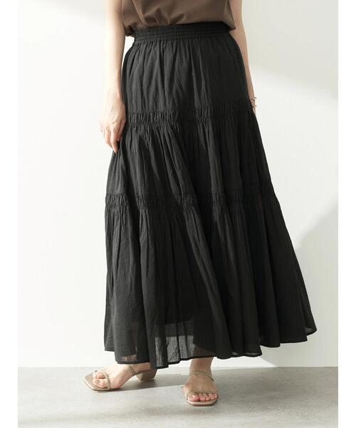 earth music&ecology（アースミュージックアンドエコロジー）の「ボイルティアードスカート ＊（スカート・レディース・ブラック/ブラウン・FREE）」の6枚目の写真