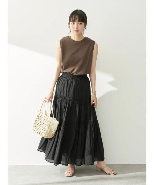 earth music&ecology（アースミュージックアンドエコロジー）の「ボイルティアードスカート ＊（スカート・レディース・ブラック/ブラウン・FREE）」の10枚目の写真