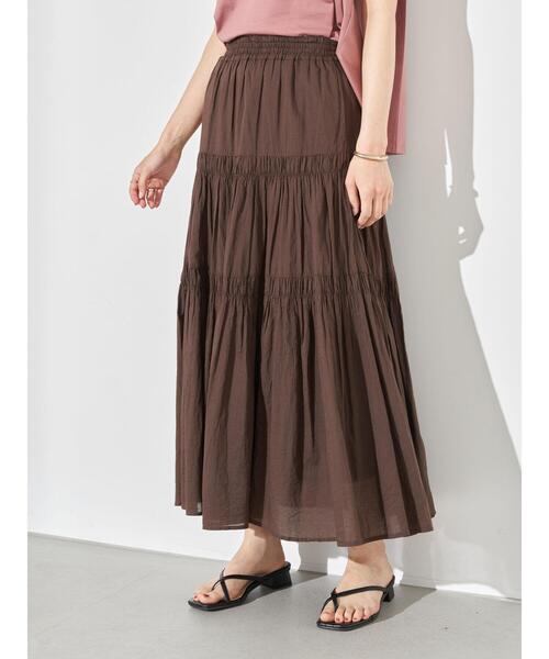 earth music&ecology（アースミュージックアンドエコロジー）の「ボイルティアードスカート ＊（スカート・レディース・ブラック/ブラウン・FREE）」の14枚目の写真