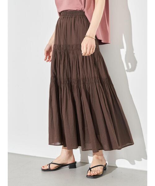 earth music&ecology（アースミュージックアンドエコロジー）の「ボイルティアードスカート ＊（スカート・レディース・ブラック/ブラウン・FREE）」の16枚目の写真