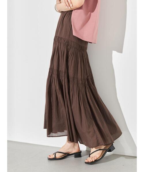 earth music&ecology（アースミュージックアンドエコロジー）の「ボイルティアードスカート ＊（スカート・レディース・ブラック/ブラウン・FREE）」の17枚目の写真