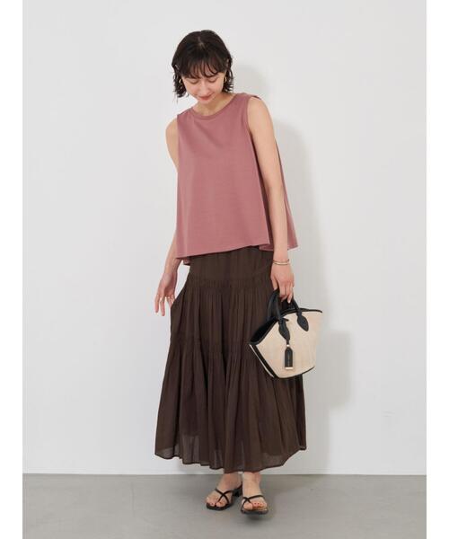 earth music&ecology（アースミュージックアンドエコロジー）の「ボイルティアードスカート ＊（スカート・レディース・ブラック/ブラウン・FREE）」の18枚目の写真