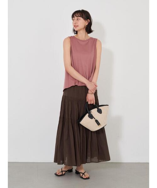 earth music&ecology（アースミュージックアンドエコロジー）の「ボイルティアードスカート ＊（スカート・レディース・ブラック/ブラウン・FREE）」の20枚目の写真