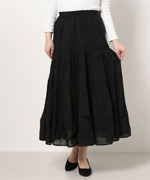 earth music&ecology（アースミュージックアンドエコロジー）の「ボイルティアードスカート ＊（スカート・レディース・ブラック/ブラウン・FREE）」の19枚目の写真