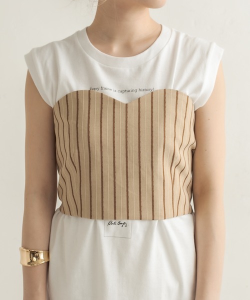 CAPRICIEUX LE'MAGE（カプリシューレマージュ）の「ストライプビスチェ（シャツ/ブラウス・レディース・ベージュ・FREE）」の4枚目の写真