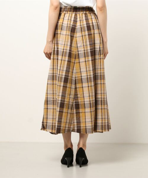 CUBE SUGAR（キューブシュガー）の「先染めチェック 切替 ギャザースカート（スカート・レディース・イエロー/ピンク/ネイビー/マルチ・M）」の6枚目の写真