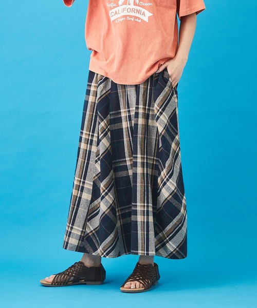 CUBE SUGAR（キューブシュガー）の「先染めチェック 切替 ギャザースカート（スカート・レディース・イエロー/ピンク/ネイビー/マルチ・M）」の2枚目の写真