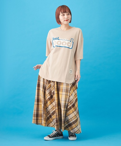 CUBE SUGAR（キューブシュガー）の「先染めチェック 切替 ギャザースカート（スカート・レディース・イエロー/ピンク/ネイビー/マルチ・M）」の10枚目の写真