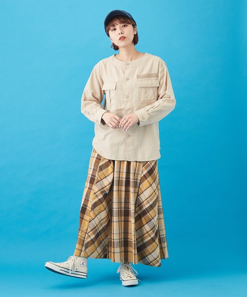 CUBE SUGAR（キューブシュガー）の「先染めチェック 切替 ギャザースカート（スカート・レディース・イエロー/ピンク/ネイビー/マルチ・M）」の11枚目の写真