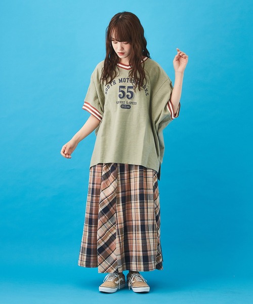 CUBE SUGAR（キューブシュガー）の「先染めチェック 切替 ギャザースカート（スカート・レディース・イエロー/ピンク/ネイビー/マルチ・M）」の16枚目の写真