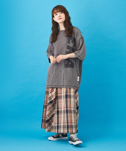 CUBE SUGAR（キューブシュガー）の「先染めチェック 切替 ギャザースカート（スカート・レディース・イエロー/ピンク/ネイビー/マルチ・M）」の17枚目の写真