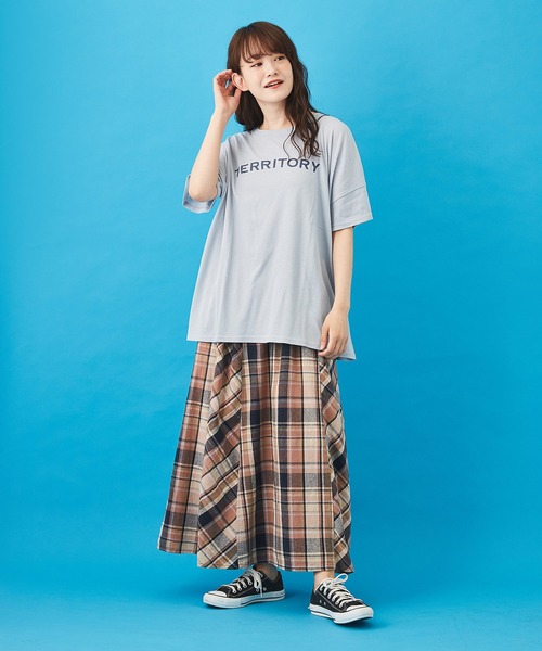 CUBE SUGAR（キューブシュガー）の「先染めチェック 切替 ギャザースカート（スカート・レディース・イエロー/ピンク/ネイビー/マルチ・M）」の18枚目の写真