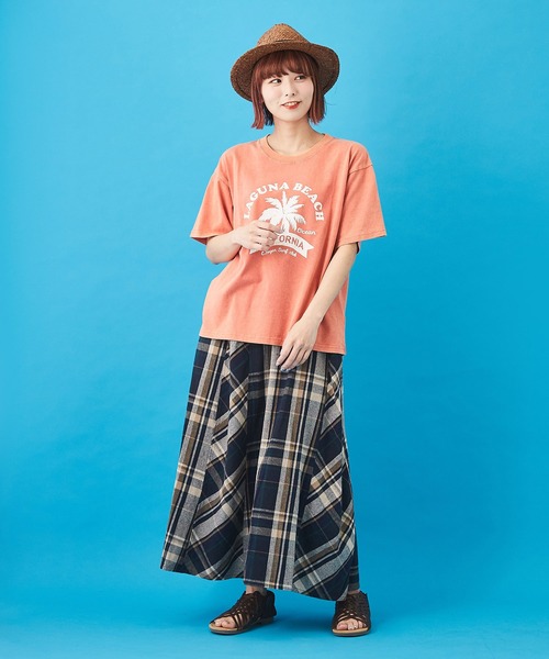 CUBE SUGAR（キューブシュガー）の「先染めチェック 切替 ギャザースカート（スカート・レディース・イエロー/ピンク/ネイビー/マルチ・M）」の20枚目の写真