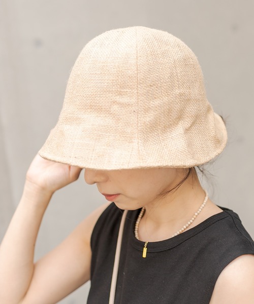 CAPRICIEUX LE'MAGE（カプリシューレマージュ）の「リネンベルハット（ハット・レディース・ブラック/ベージュ・FREE）」の4枚目の写真