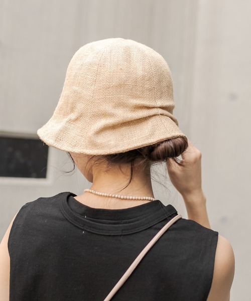 CAPRICIEUX LE'MAGE（カプリシューレマージュ）の「リネンベルハット（ハット・レディース・ブラック/ベージュ・FREE）」の6枚目の写真