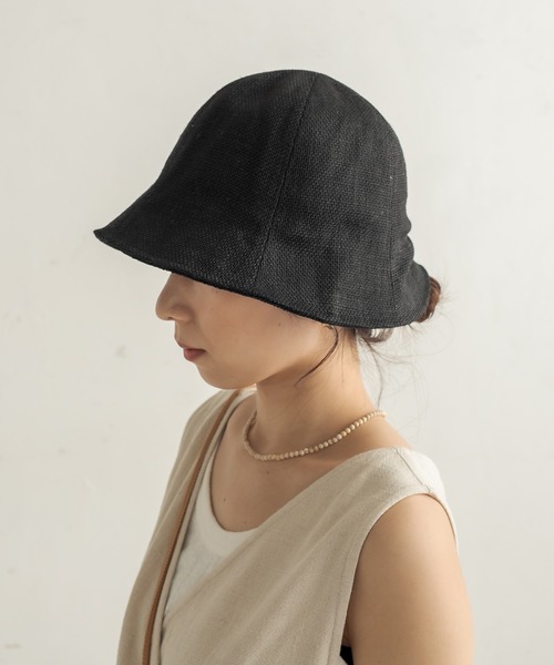 CAPRICIEUX LE'MAGE（カプリシューレマージュ）の「リネンベルハット（ハット・レディース・ブラック/ベージュ・FREE）」の7枚目の写真