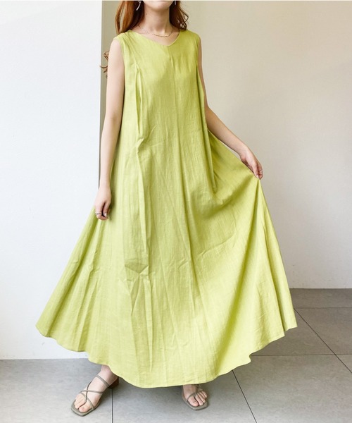 UNRELISH（アンレリッシュ）の「バックシャンテントサックワンピース（ワンピース・レディース・ブラウン/ライトグリーン/ベージュ・MEDIUM）」の18枚目の写真