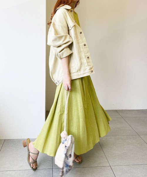 UNRELISH（アンレリッシュ）の「バックシャンテントサックワンピース（ワンピース・レディース・ブラウン/ライトグリーン/ベージュ・MEDIUM）」の19枚目の写真