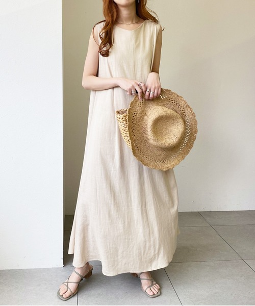 UNRELISH（アンレリッシュ）の「バックシャンテントサックワンピース（ワンピース・レディース・ブラウン/ライトグリーン/ベージュ・MEDIUM）」の22枚目の写真