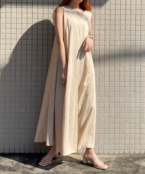 UNRELISH（アンレリッシュ）の「バックシャンテントサックワンピース（ワンピース・レディース・ブラウン/ライトグリーン/ベージュ・MEDIUM）」の10枚目の写真