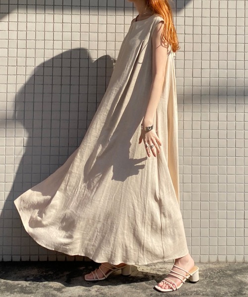 UNRELISH（アンレリッシュ）の「バックシャンテントサックワンピース（ワンピース・レディース・ブラウン/ライトグリーン/ベージュ・MEDIUM）」の20枚目の写真