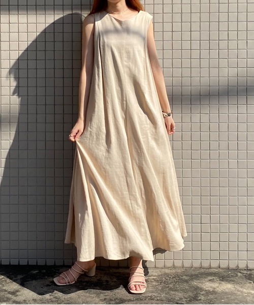 UNRELISH（アンレリッシュ）の「バックシャンテントサックワンピース（ワンピース・レディース・ブラウン/ライトグリーン/ベージュ・MEDIUM）」の21枚目の写真