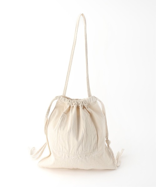 Bonum（ボナム）の「オーガニックコットンキンチャクバッグ（ショルダーバッグ・レディース・アイボリー・FREE）」の3枚目の写真