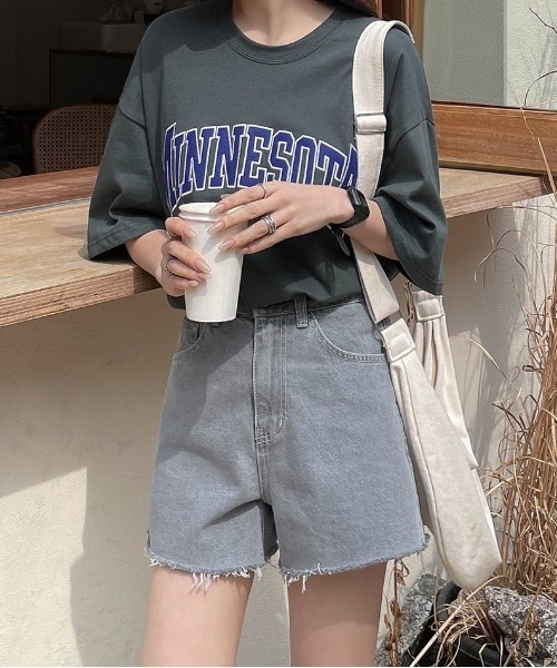 SONA（ソナ）の「SONYUNARA MINNESOTA配色刺繍ポイント半袖Ｔシャツ（Tシャツ/カットソー・レディース・ライトグレー/ブラック/ダークグリーン/パープル/ピンク/ブルー・FREE）」の18枚目の写真