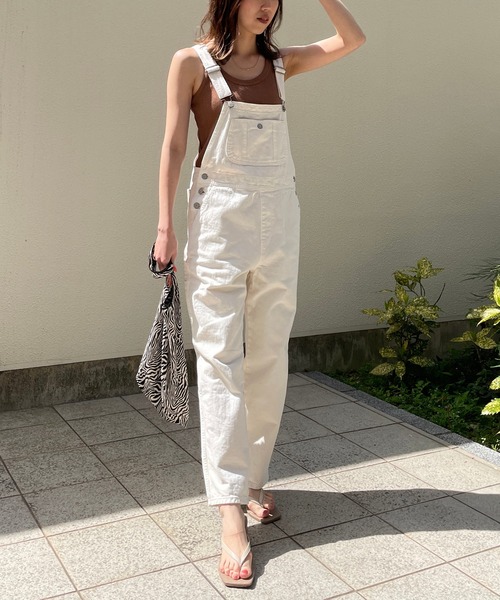 SOMETHING（サムシング）の「【SOMETHING/サムシング】テーパードサロペット（サロペット/オーバーオール・レディース・アイボリー/ブラック・S）」の2枚目の写真