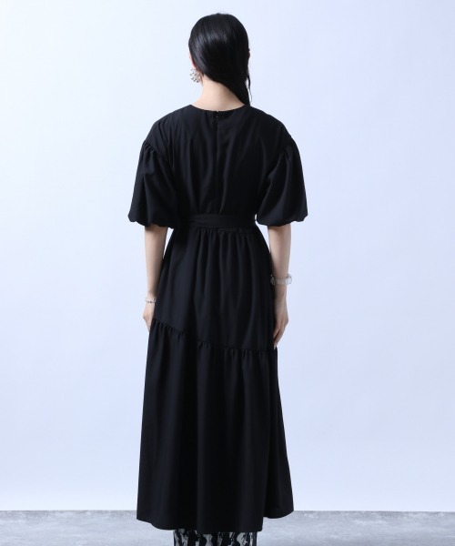 HARE（ハレ）の「ボリュームスリーブティアードワンピ-ス(HARE)（シャツワンピース・レディース・ブラック/グリーン・FREE）」の5枚目の写真