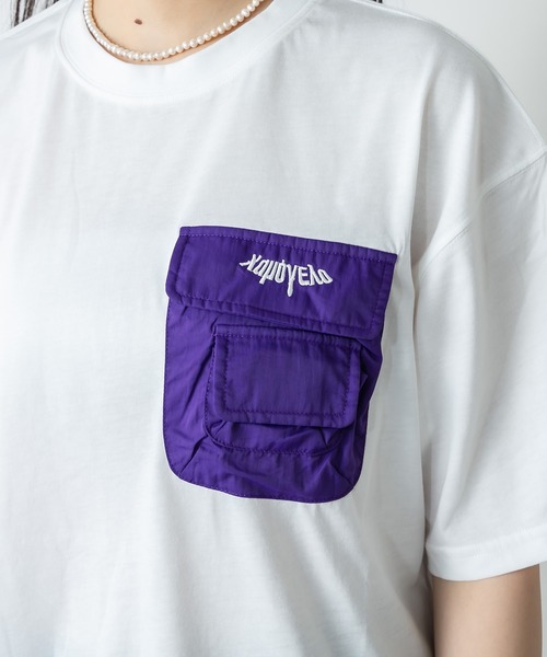 RASVOA（ラスボア）の「立体ポケットＴシャツ（Tシャツ/カットソー・レディース・パープル/グリーン・FREE）」の4枚目の写真