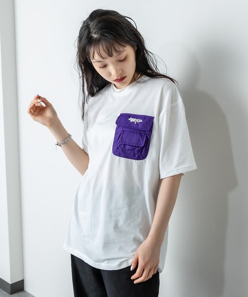 RASVOA（ラスボア）の「立体ポケットＴシャツ（Tシャツ/カットソー・レディース・パープル/グリーン・FREE）」の7枚目の写真