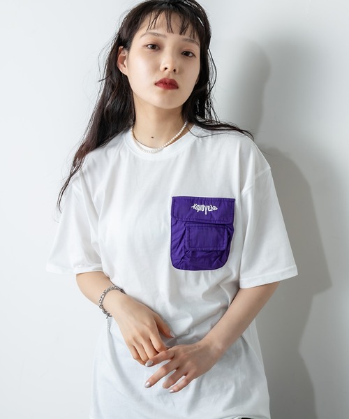 RASVOA（ラスボア）の「立体ポケットＴシャツ（Tシャツ/カットソー・レディース・パープル/グリーン・FREE）」の5枚目の写真