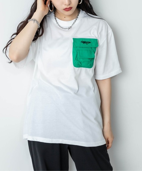 RASVOA（ラスボア）の「立体ポケットＴシャツ（Tシャツ/カットソー・レディース・パープル/グリーン・FREE）」の3枚目の写真