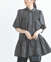 ピンタックティアードロングブラウス