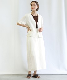 select MOCA | リネンノーカラージャケット＆タイトスカートセットアップ(セットアップ)