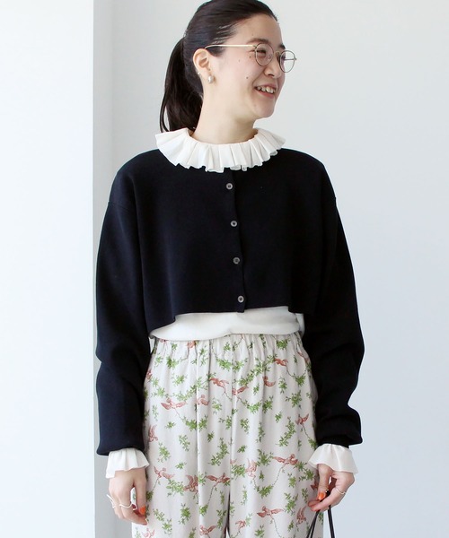 fig Ｌondon（フィグロンドン）の「cotton tulle　frill　BL（シャツ/ブラウス・レディース・ブラック/アイボリー・FREE）」の13枚目の写真