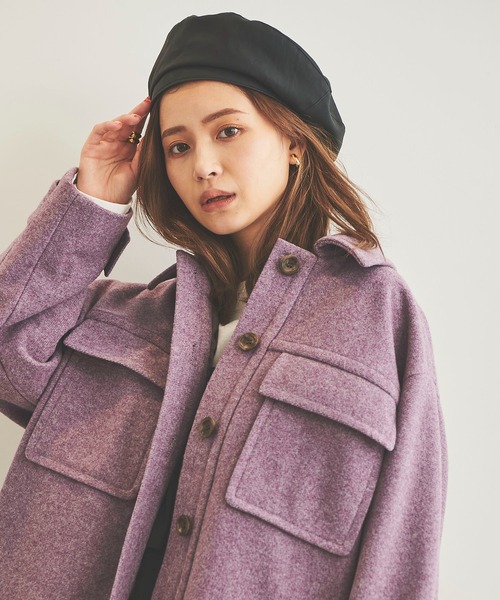 FREE'S MART(フリーズマート)の「マットPUベレー帽(ハンチング/ベレー帽・レディース・ブラウン/ブラック・フリ-)」の2枚目の写真