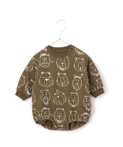 MAKE YOUR DAY(メイクユアデイ)の「くま総柄ロンパース■70.80cm(ロンパース・キッズ・キャメル/ブラウン・70/80)」の1枚目の写真
