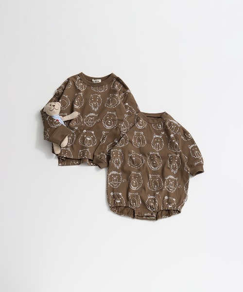 MAKE YOUR DAY(メイクユアデイ)の「くま総柄ロンパース■70.80cm(ロンパース・キッズ・キャメル/ブラウン・70/80)」の3枚目の写真