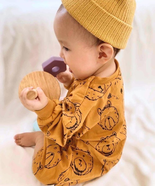 MAKE YOUR DAY(メイクユアデイ)の「くま総柄ロンパース■70.80cm(ロンパース・キッズ・キャメル/ブラウン・70/80)」の13枚目の写真