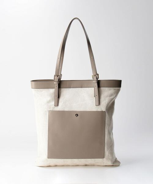 THE STATION STORE（ザ ステーション ストア）の「＜U chic&choc＞キャンバス×フェイクレザー タテトート バッグ（トートバッグ・レディース・ブラック/ベージュ/ライラック・FREE）」の3枚目の写真