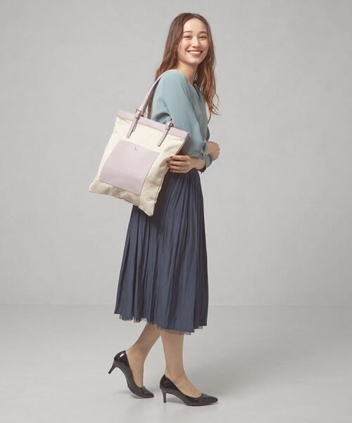 THE STATION STORE（ザ ステーション ストア）の「＜U chic&choc＞キャンバス×フェイクレザー タテトート バッグ（トートバッグ・レディース・ブラック/ベージュ/ライラック・FREE）」の15枚目の写真