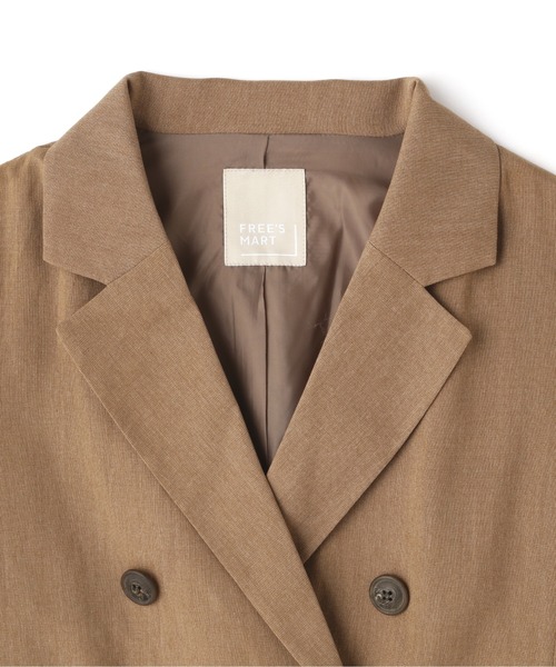 FREE'S MART（フリーズマート）の「【Sシリーズ対応】綿麻半袖ショート丈ジャケット（テーラードジャケット・レディース・ブルー/ブラウン/ベージュ・MEDIUM/SMALL）」の8枚目の写真