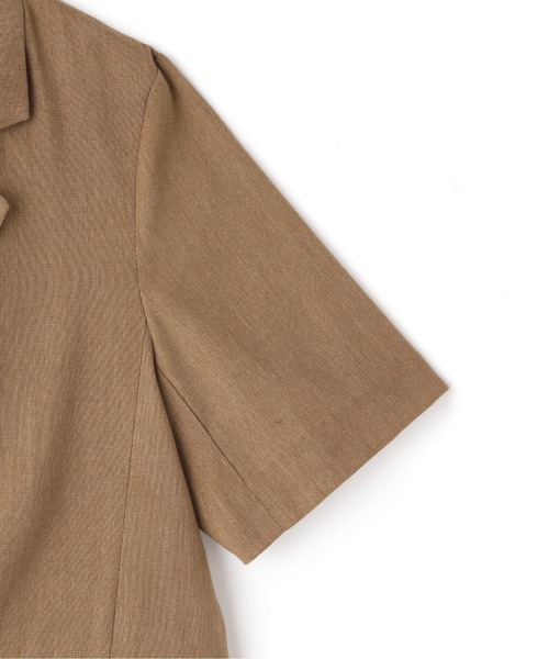 FREE'S MART（フリーズマート）の「【Sシリーズ対応】綿麻半袖ショート丈ジャケット（テーラードジャケット・レディース・ブルー/ブラウン/ベージュ・MEDIUM/SMALL）」の9枚目の写真